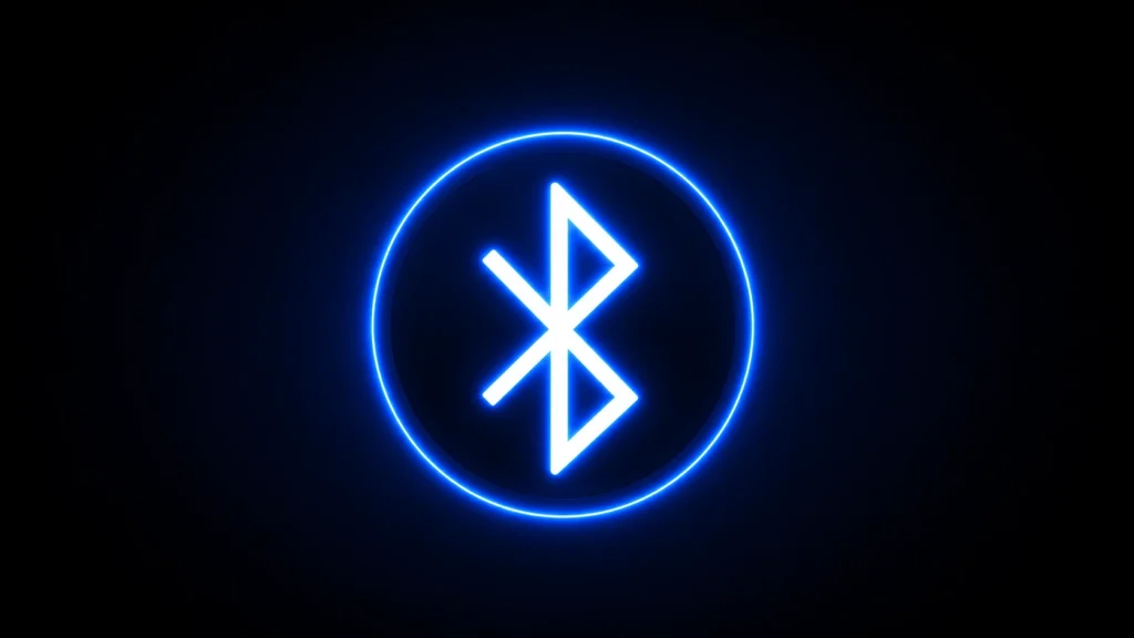 Dispositivos modernos conectados por tecnologia Bluetooth em ambiente digital futurista
