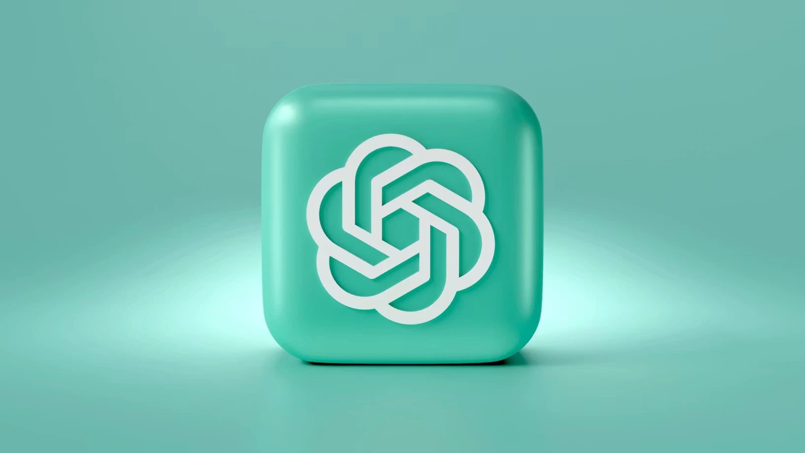 Logotipo da OpenAI em fundo verde com efeito translúcido