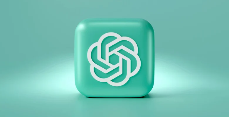 Logotipo da OpenAI em fundo verde com efeito translúcido